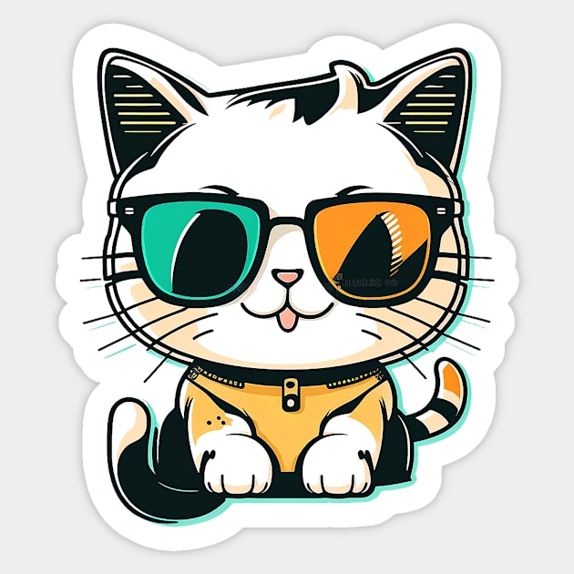 Cat wearing sunglasses cool Sticker by ramith-concept